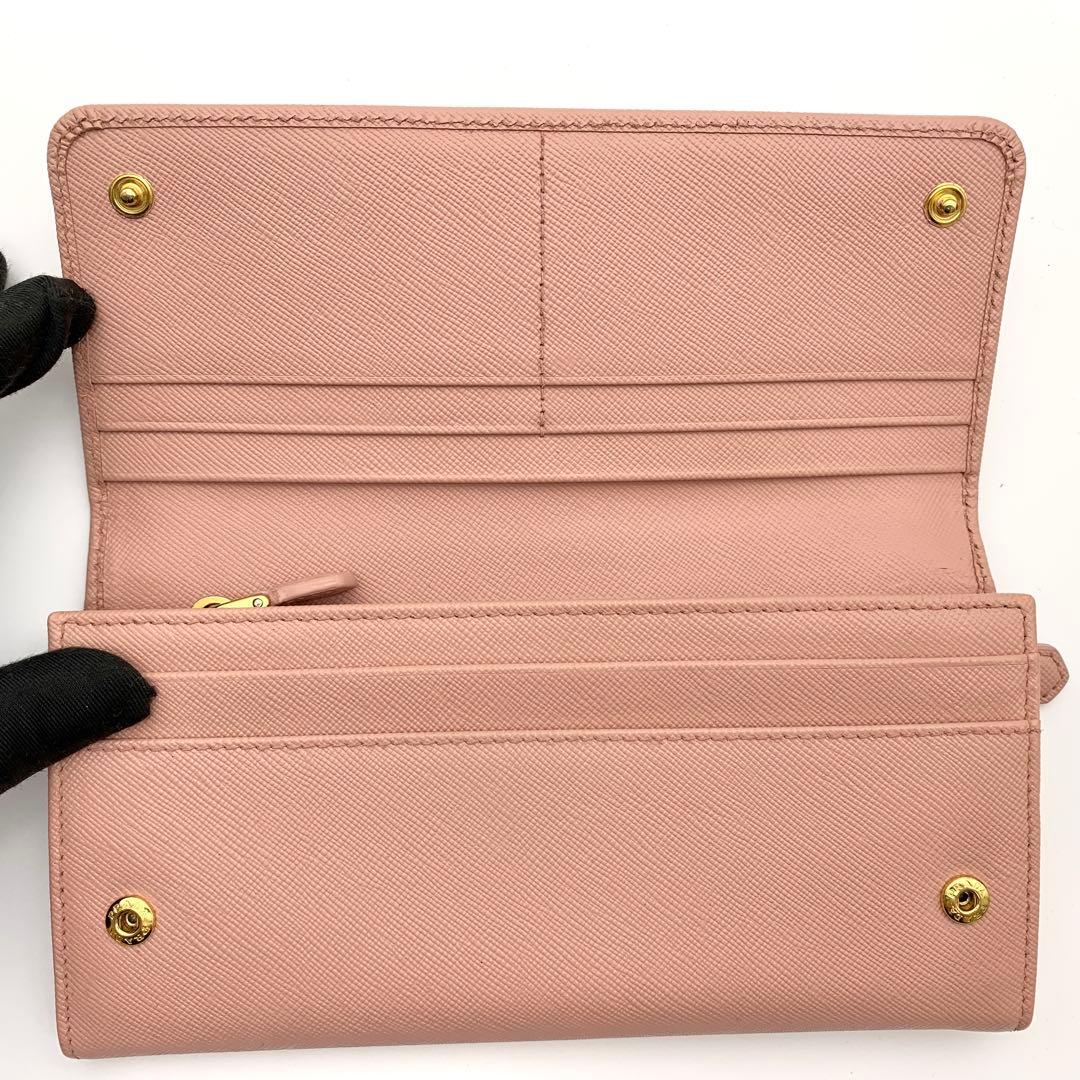 【訳あり極美品 】PRADA リボン 長財布 サフィアーノ ピンク
