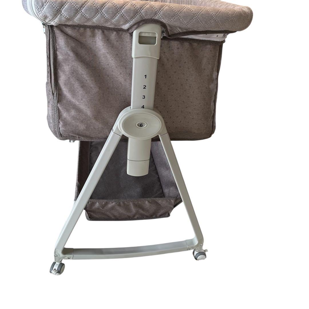 Kino Linpo ベビーベッド 添い寝 新生児ベッド 乳児 高さ6段 カーキ