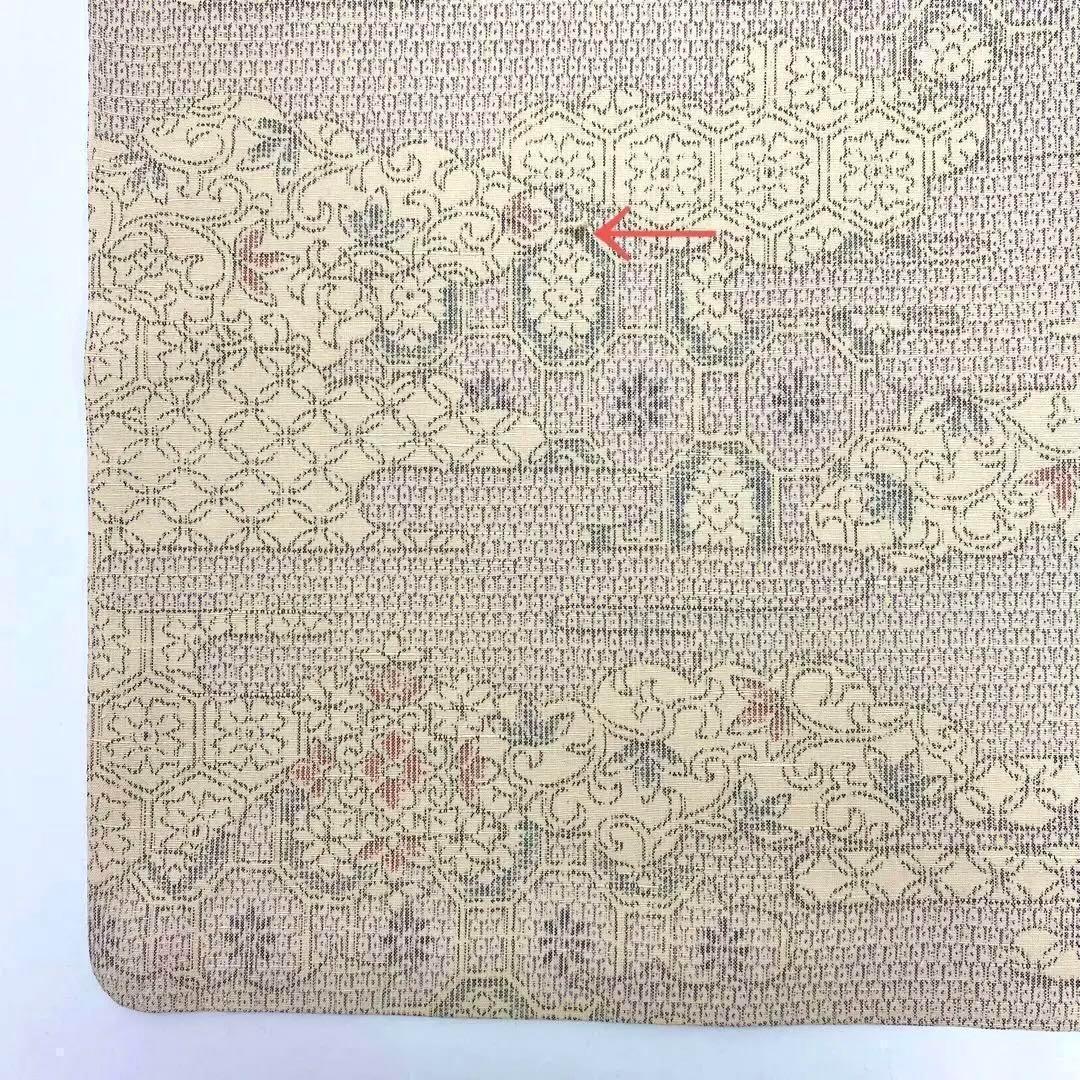 ERIchan 結城紬 単衣 紬着物 花唐草 花亀甲 残布付 NK-734