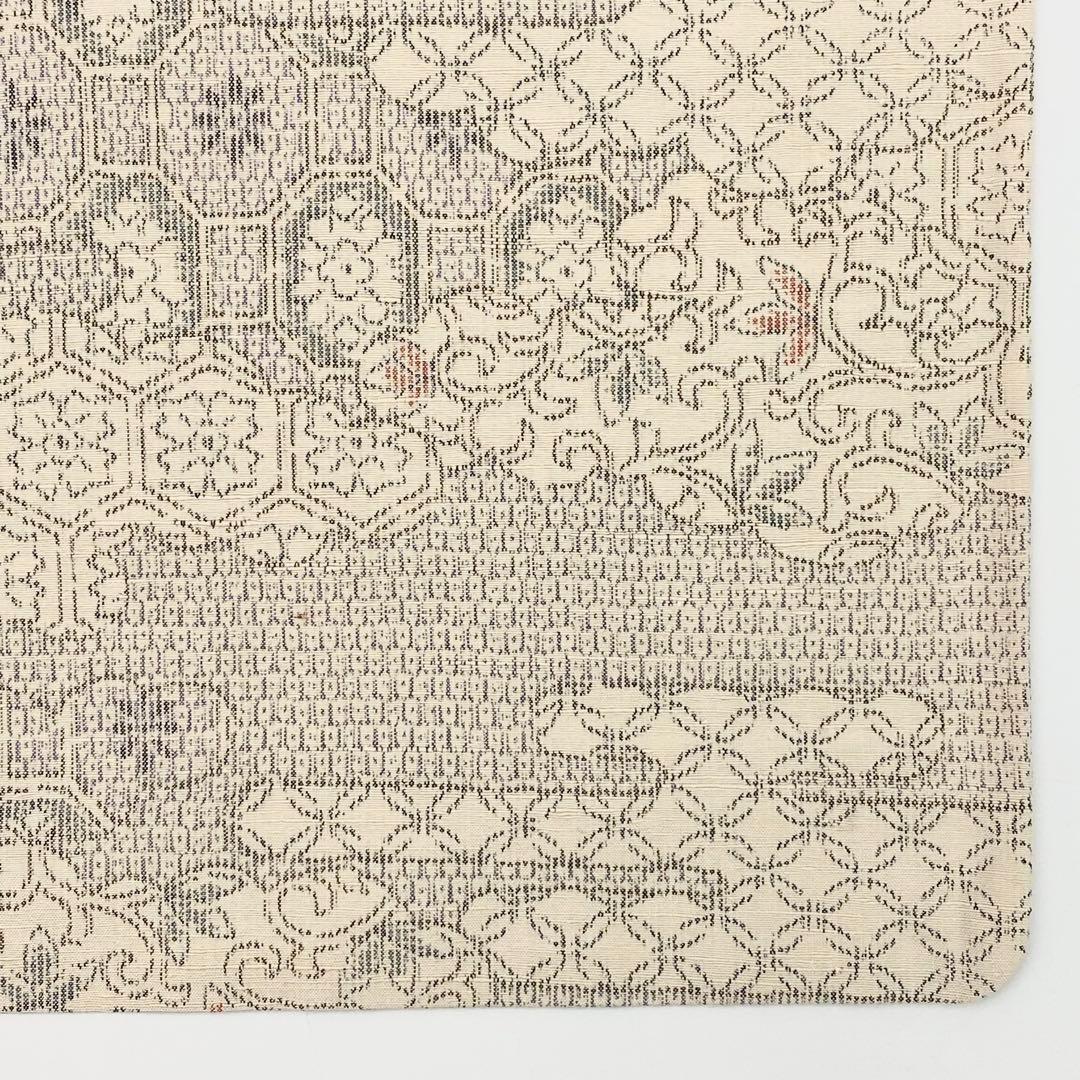 ERIchan 結城紬 単衣 紬着物 花唐草 花亀甲 残布付 NK-734