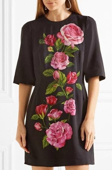 DOLCE&GABBANA ドルチェ&ガッバーナ ローズ柄ワンピース 薔薇柄