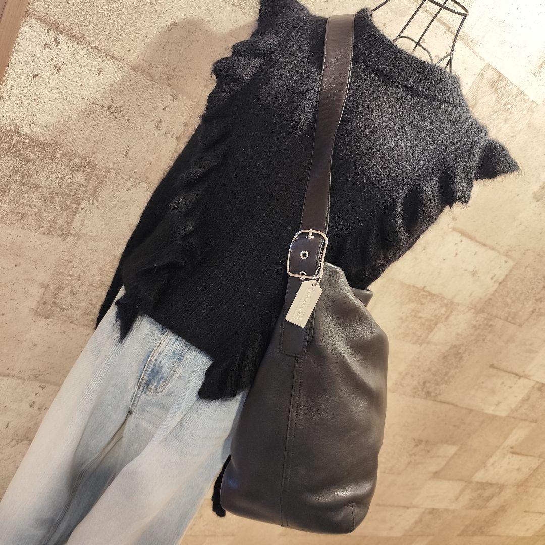 【美品】オールドコーチ ショルダー A4 バケツ型 ブラック COACH