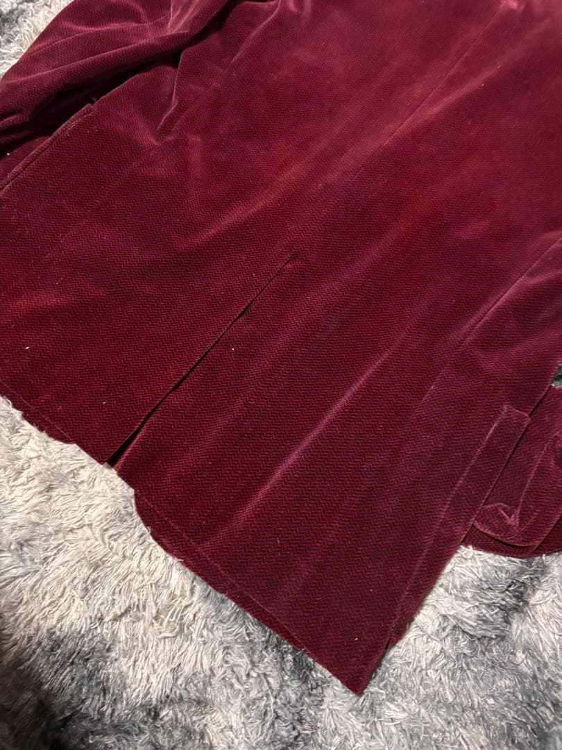 レトロ 90s 古着 総柄 コーデュロイ テーラード ジャケット 裏地蝶柄