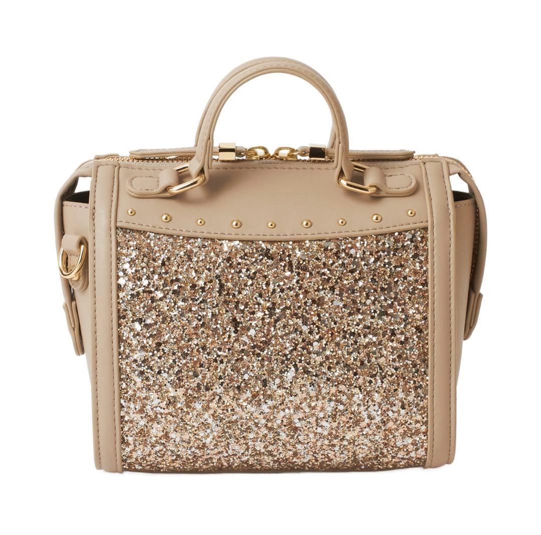 DIANA ミニボストンBAG トープゴウヒスムース/ライトブロンズグリッター