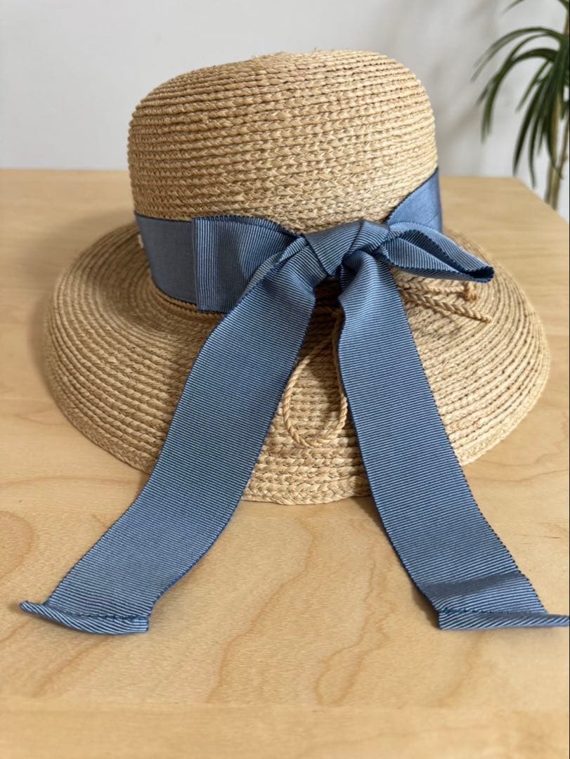 【新品未使用】HELENKAMINSKIヘレンカミンスキー麦わら帽子ブルーリボン