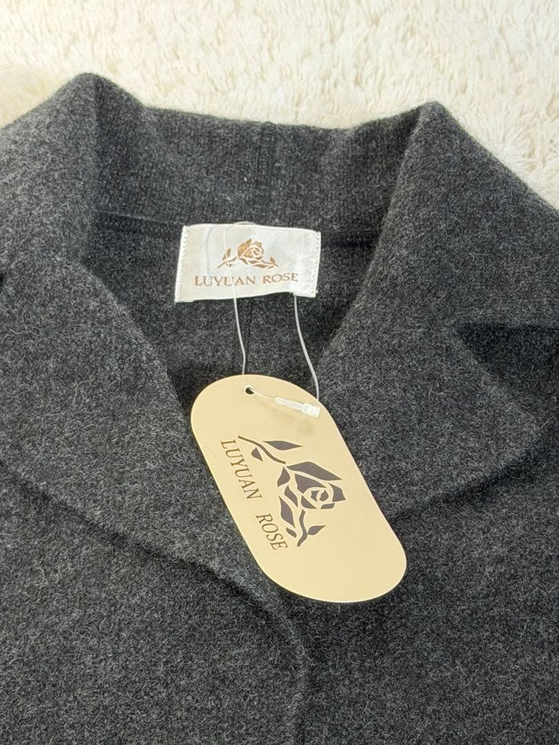 日本製 ルーエンローズ (カシミヤ１００％) 上質 ニットジャケット グレー