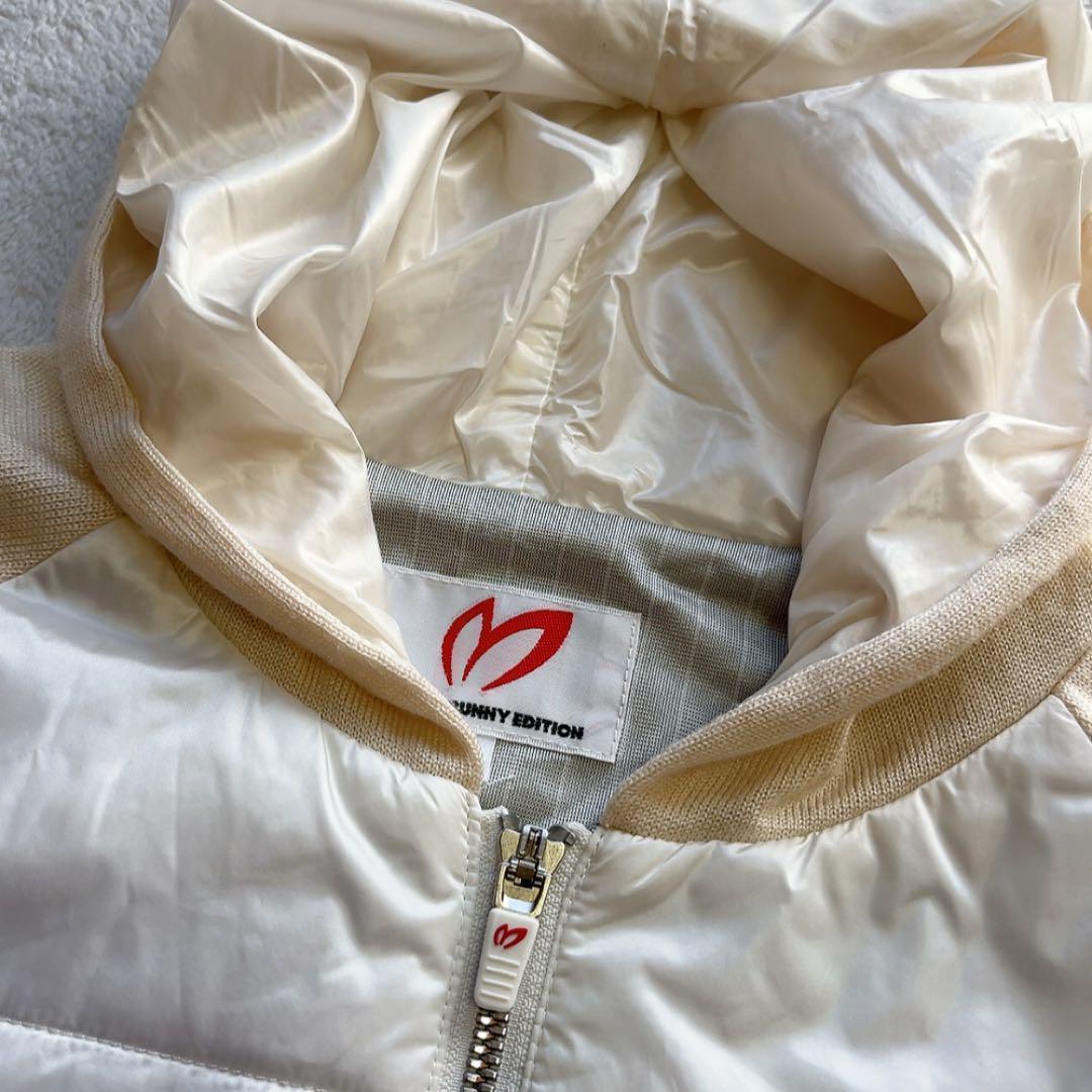 美品　マスターバニー　中綿　ワンピース　コート　ニット　白　 蓄熱裏地　フード