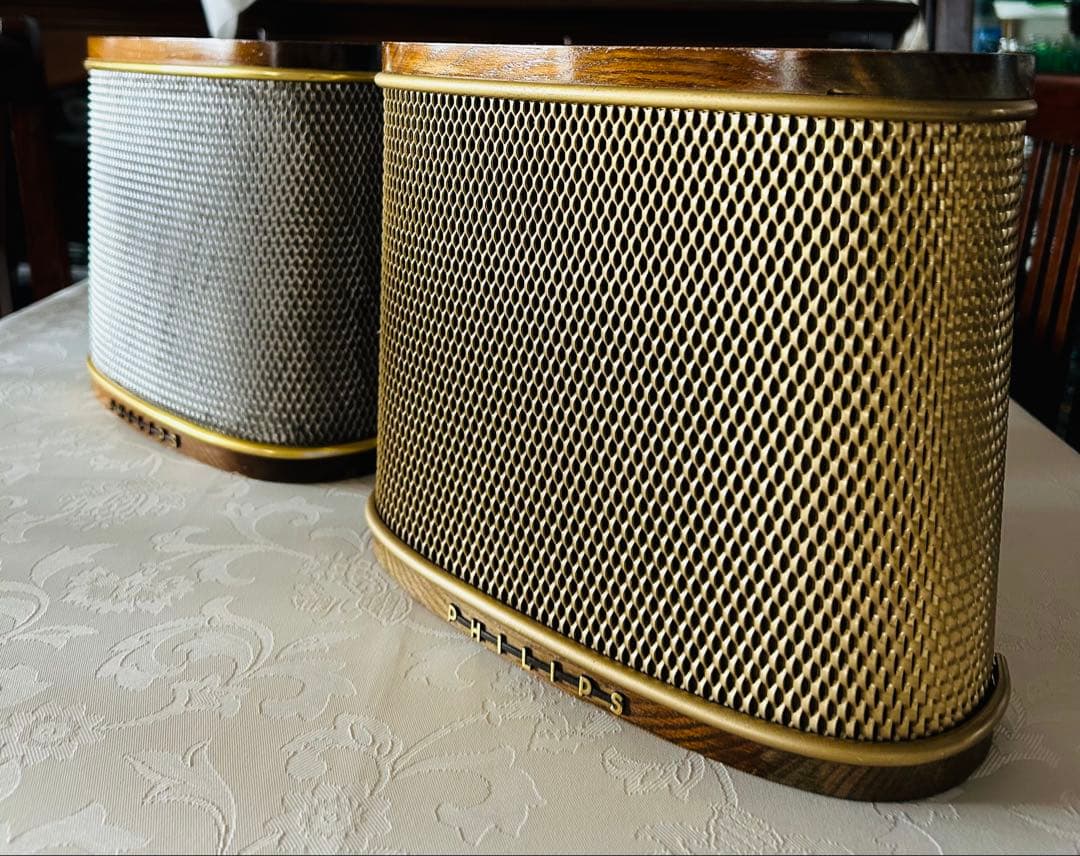 PHILIPSヴィンテージスピーカー ペア 金と銀の競演