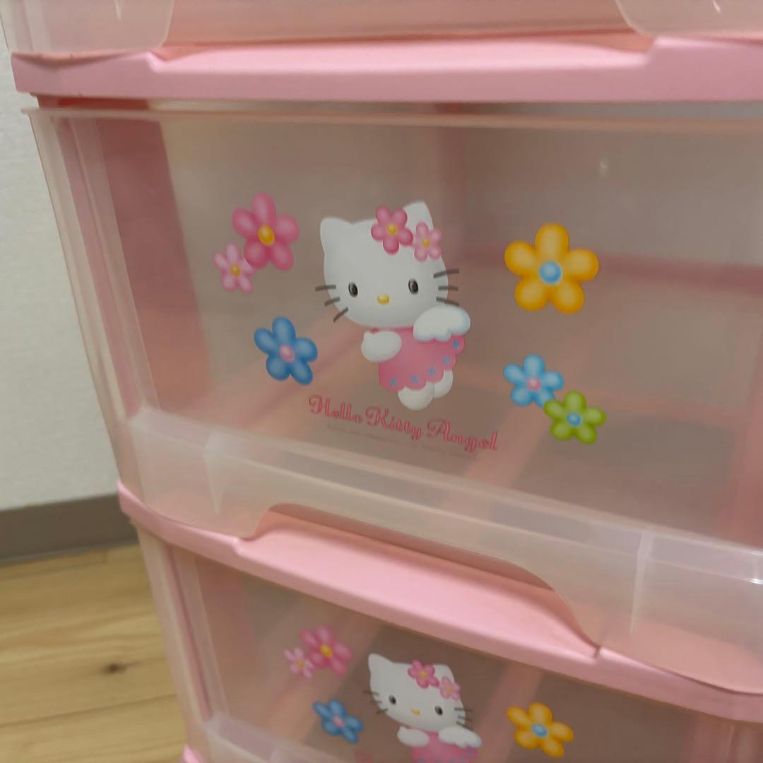 【専用】ハローキティ　収納ボックス　3段衣装ケース　キャスター付き　サンリオ