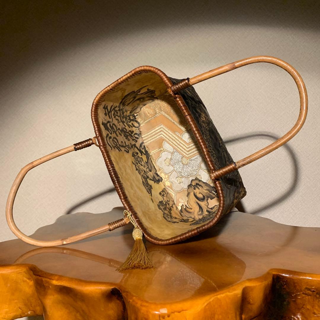 た*ん様 ＊一閑張りバッグ（龍神）柿渋染