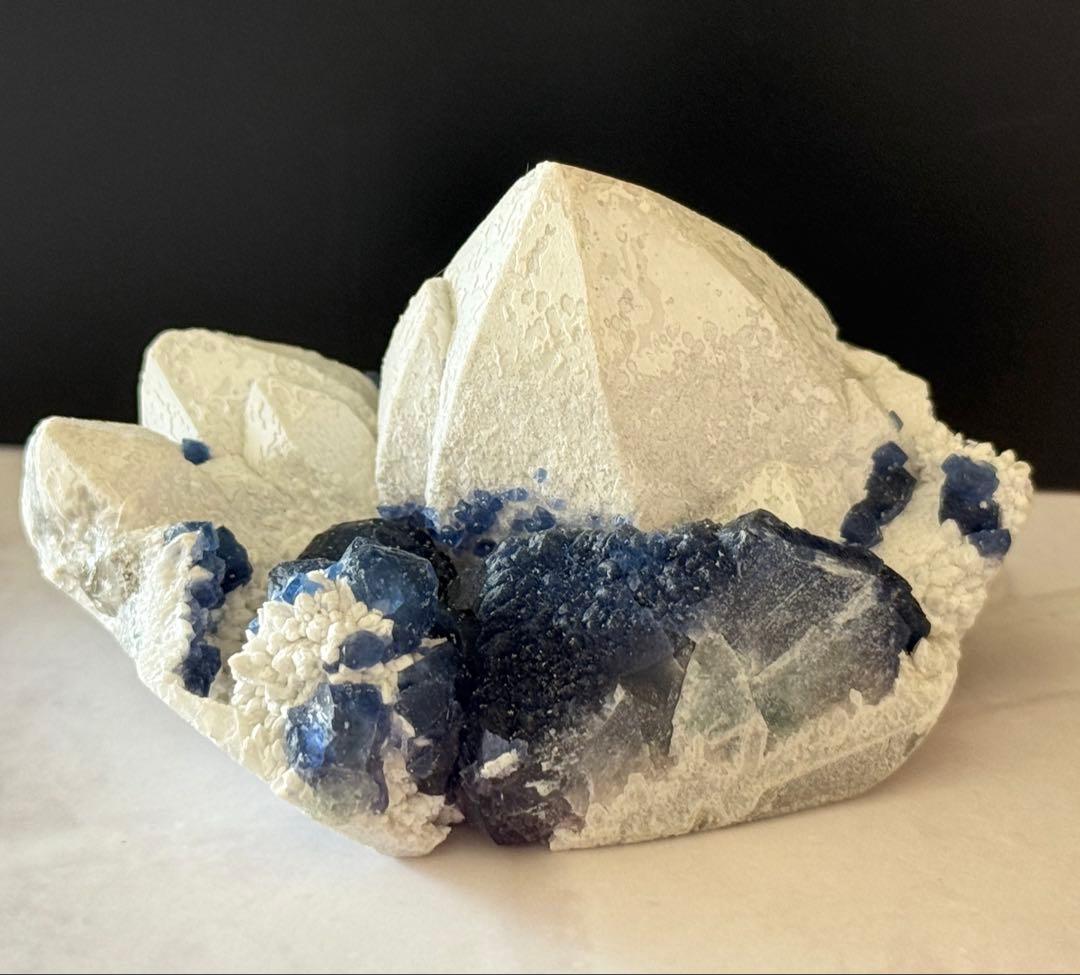 キャンドルクォーツ ブルーベリーフローライト 共生 クラスター 原石 天然石