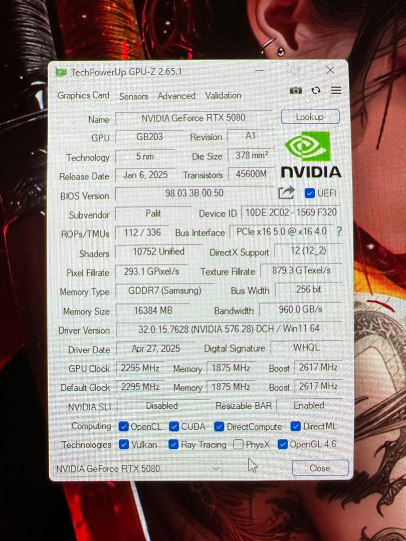 グラフィックボード・グラボ・ビデオカード Palit RTX 5080 vram 16gb