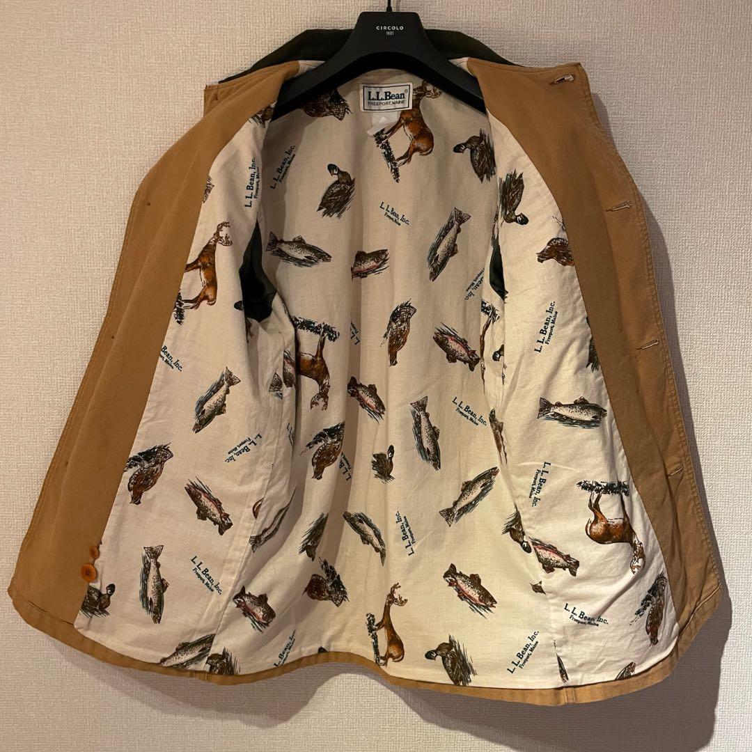 80s USA製 L.L.Bean ダックハンティングジャケット 動物柄 L