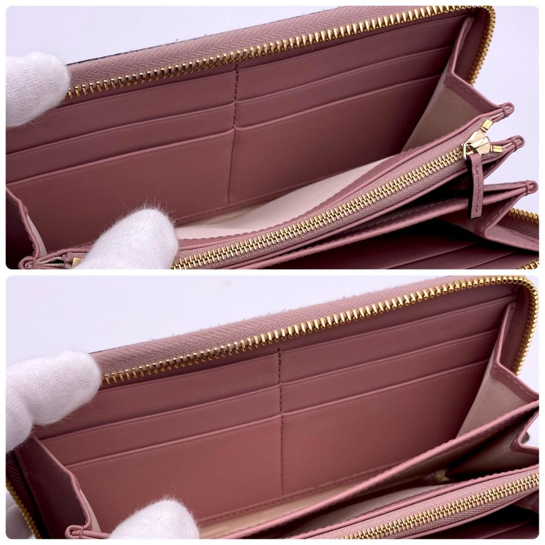 美品 GUCCI グッチ バンブー ラウンドジップ パイソン 長財布 ピンク