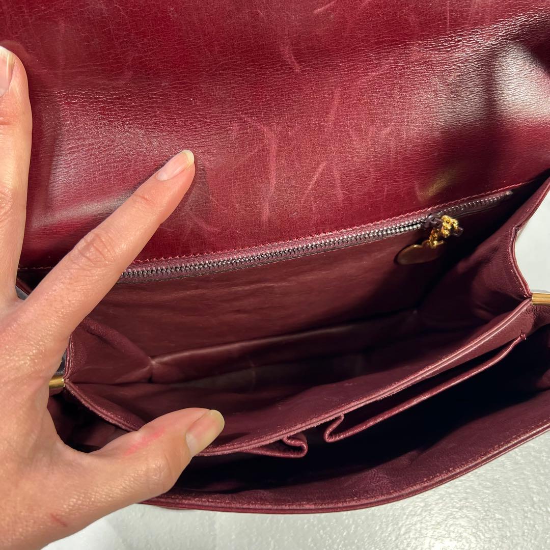 セリーヌ トリオンフ ショルダーバッグ カーフレザー ロック金具 ボルドー