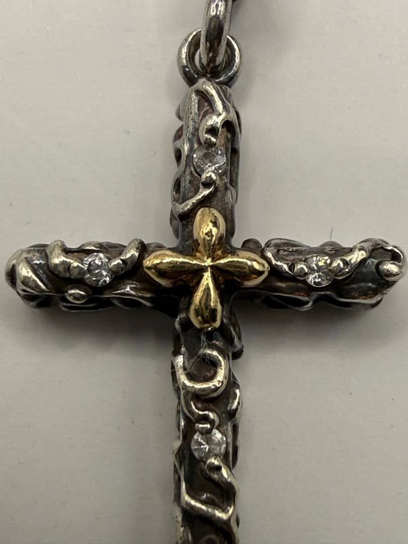 K18×SV925 コンビ クロス ペンダントトップ メンズ　レディース