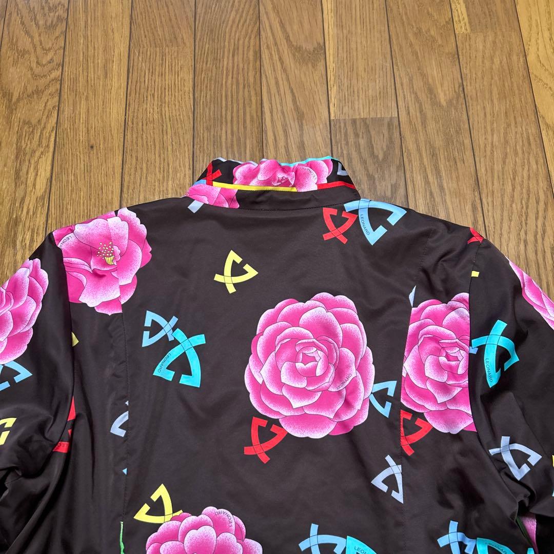 【美品】レオナール リバーシブル 中綿ジャケット ブルゾン花柄/ブラウン 42