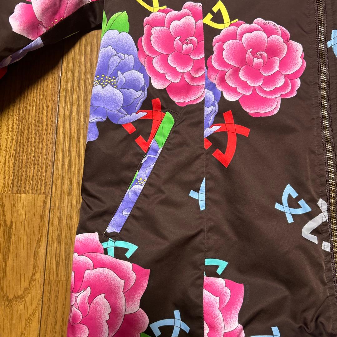 【美品】レオナール リバーシブル 中綿ジャケット ブルゾン花柄/ブラウン 42