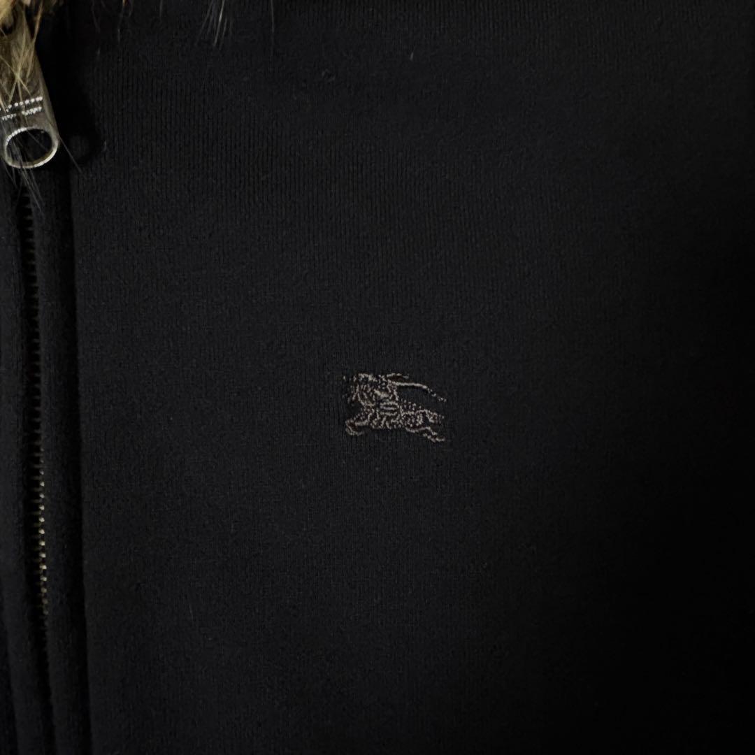 【希少】バーバリーブルーレーベル ラクーンファー パーカー ホース刺繍 黒 M