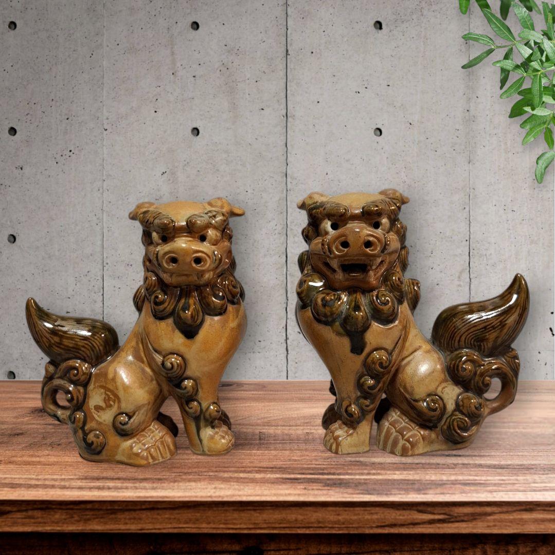 シーサー　沖縄　置物　開運　厄除け　2個組魔除け　大サイズ　インテリア