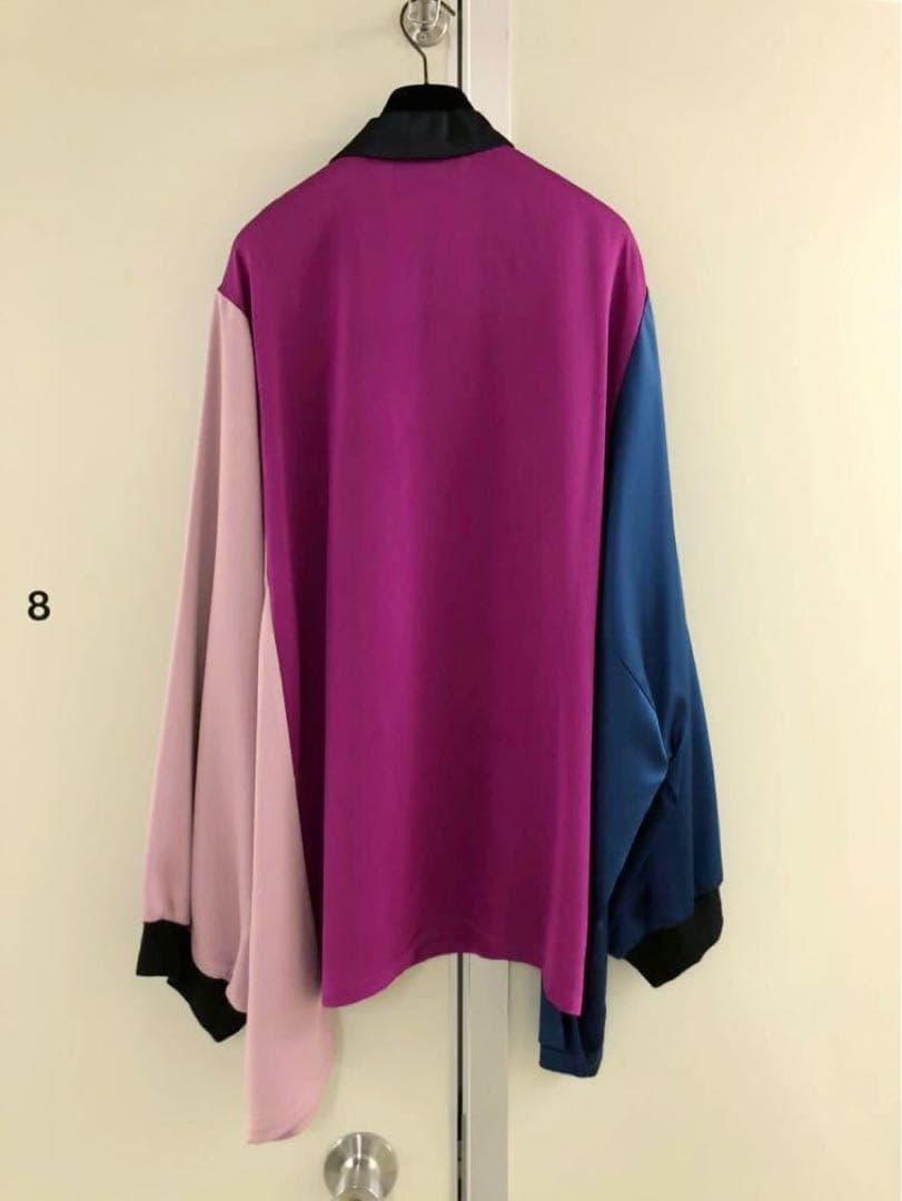 【KOCHE】SILKカラーブロック パッチワーク オーバーサイズ ポロシャツ