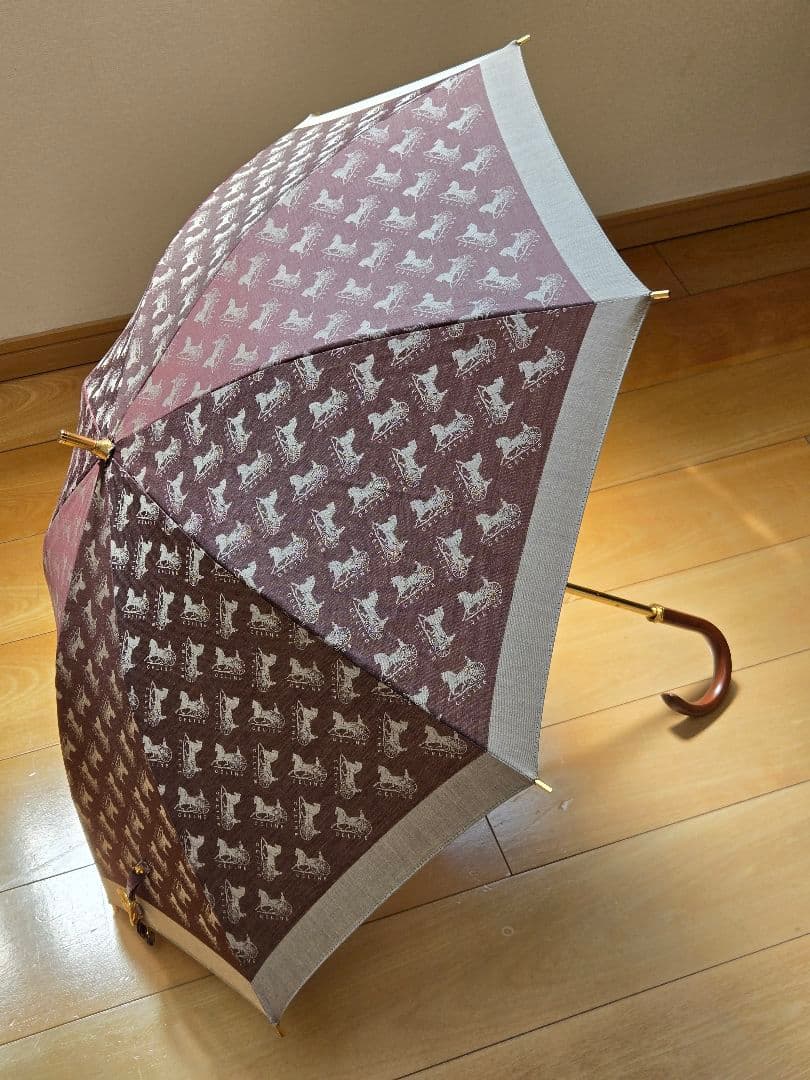 CELINE セリーヌ長傘 晴雨兼用傘 馬車ロゴ 総柄