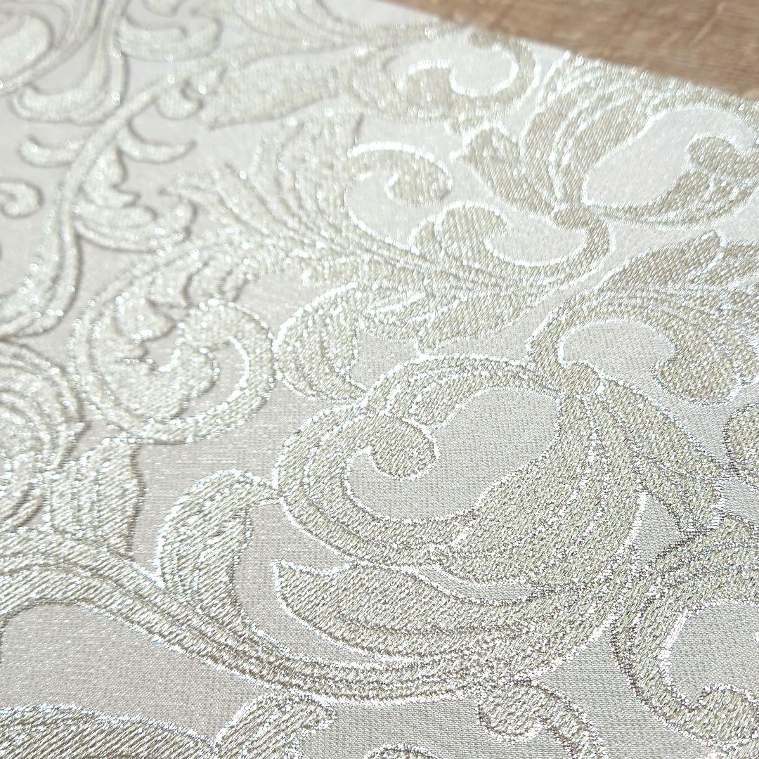 袋帯 唐草更紗 白銀 銀箔 キラキラ お仕立て込み