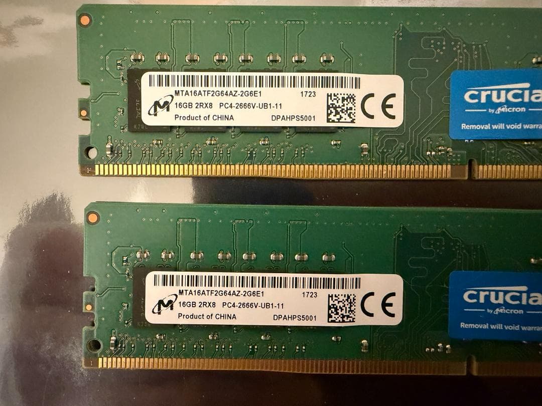 メモリ crucial DDR4-2666 32GB(16GB×2枚)