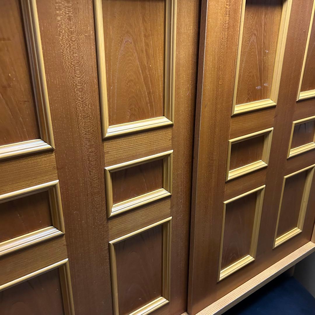 昭和レトロ 窓枠型扉5段 木製下駄箱 シューズラック サイドボード 古家具