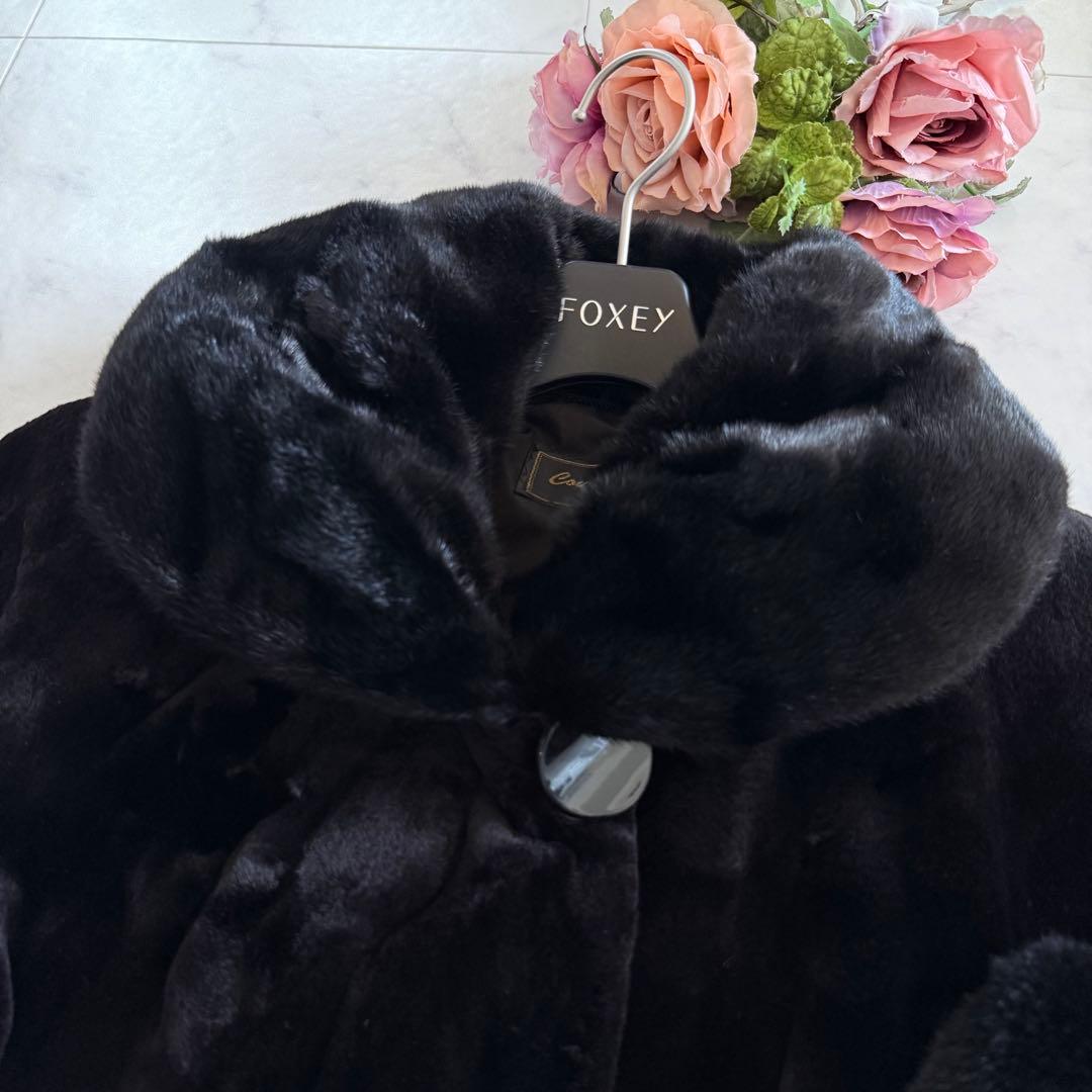 コペンハーゲン エンバ 花モチーフ スカラップ ブラックミンク 毛皮ファーコート