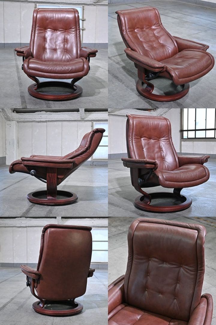 ノルウェーEKORNES 37万「ロイヤル/」リクライニングチェア本革
