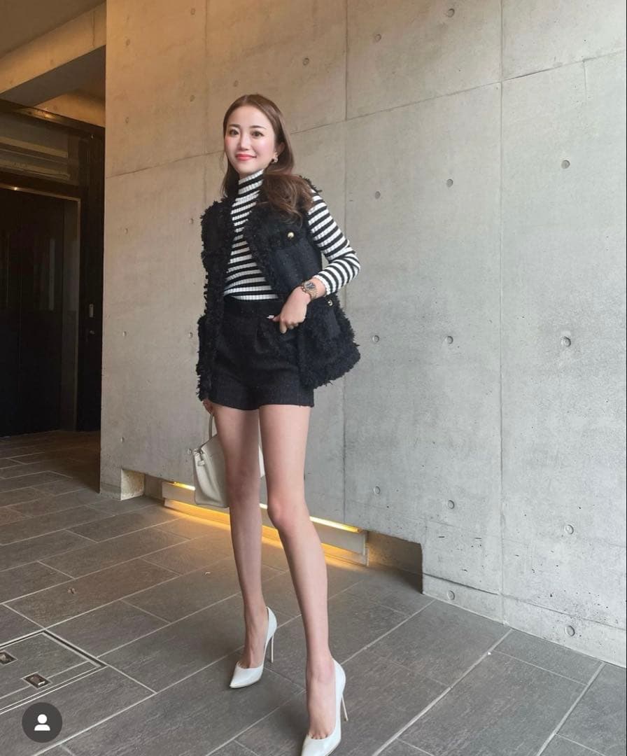 sheller シェリエ 黒 フリンジデザイン ショートパンツ S