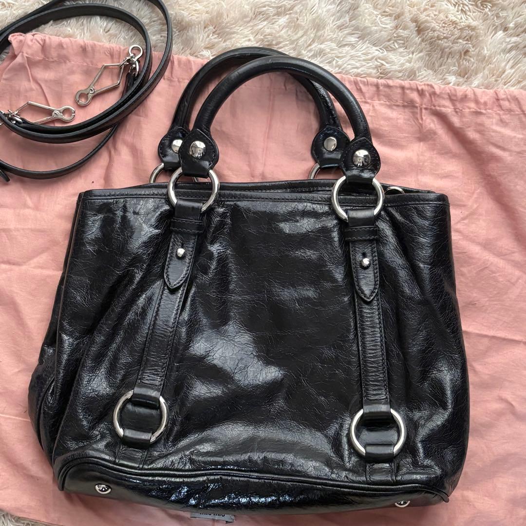 ✨希少✨MIUMIU 2way ハンドバッグ ブラック シルバー