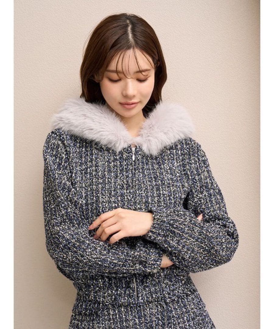 わーちんsnidel ファー付きツイードブルゾン
