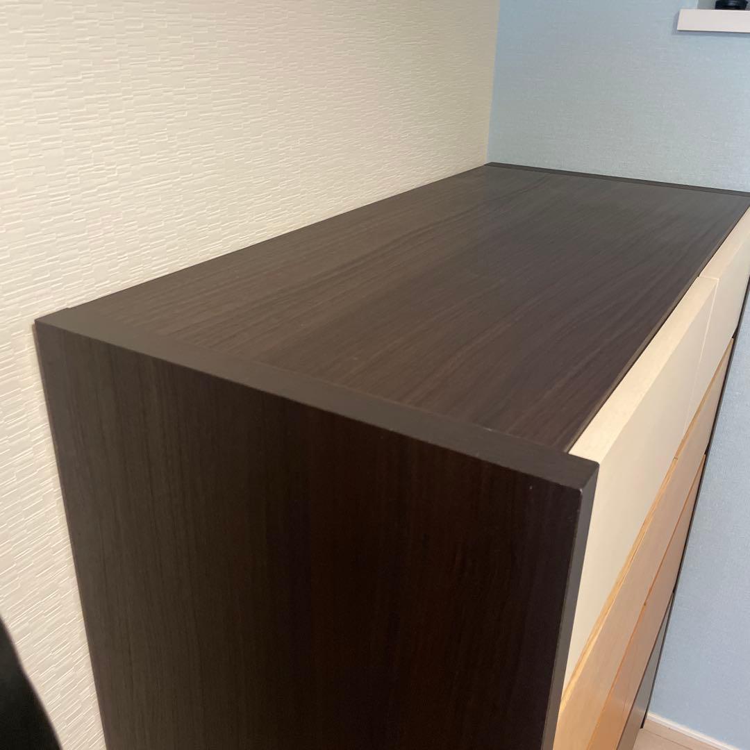 ニトリ　4段チェスト　木目　レール　引き出し　ブラウン