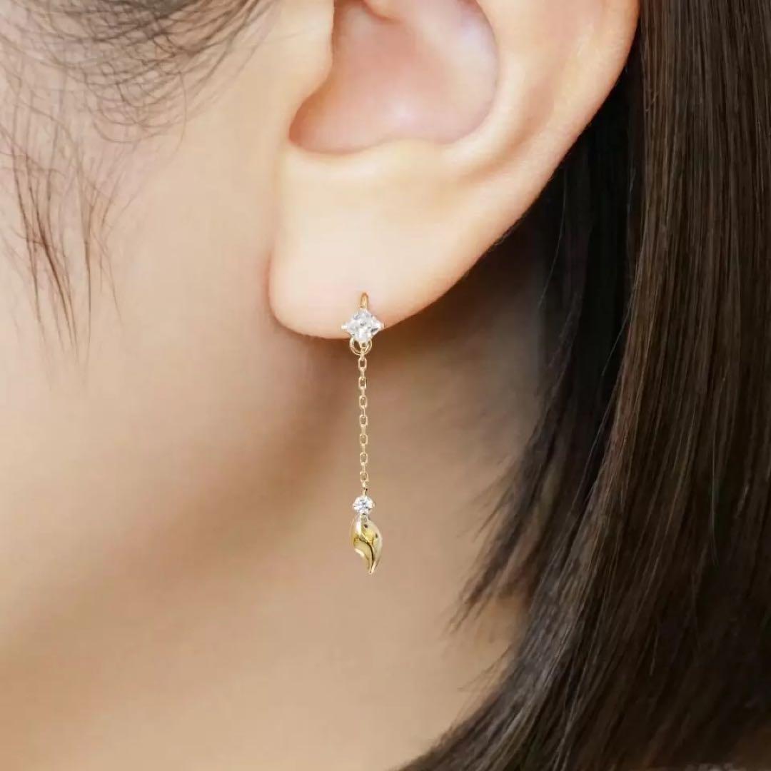 【TAKE-UP】テイクアップ【Palette】K10 リーフチャーム ピアス