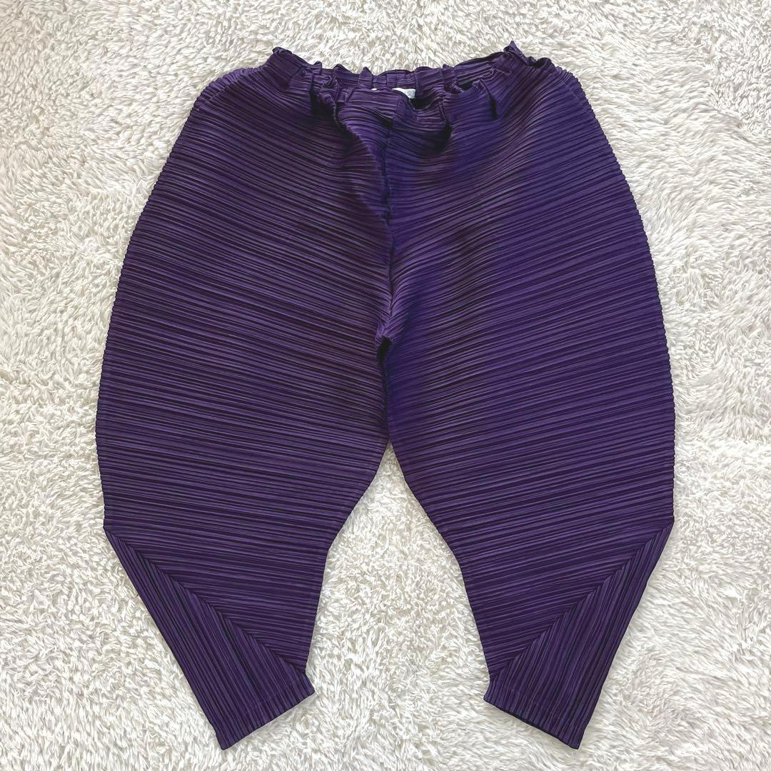 美品【プリーツプリーズ】2023年　変形　切り替え　サルエルパンツ　パープル