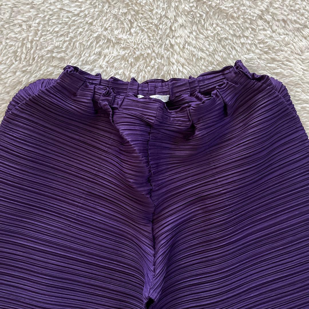美品【プリーツプリーズ】2023年　変形　切り替え　サルエルパンツ　パープル