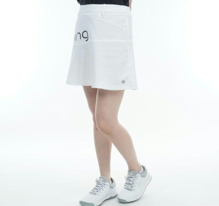 どら 新品 PINGピン モックネック&スカートLL 白ホワイト