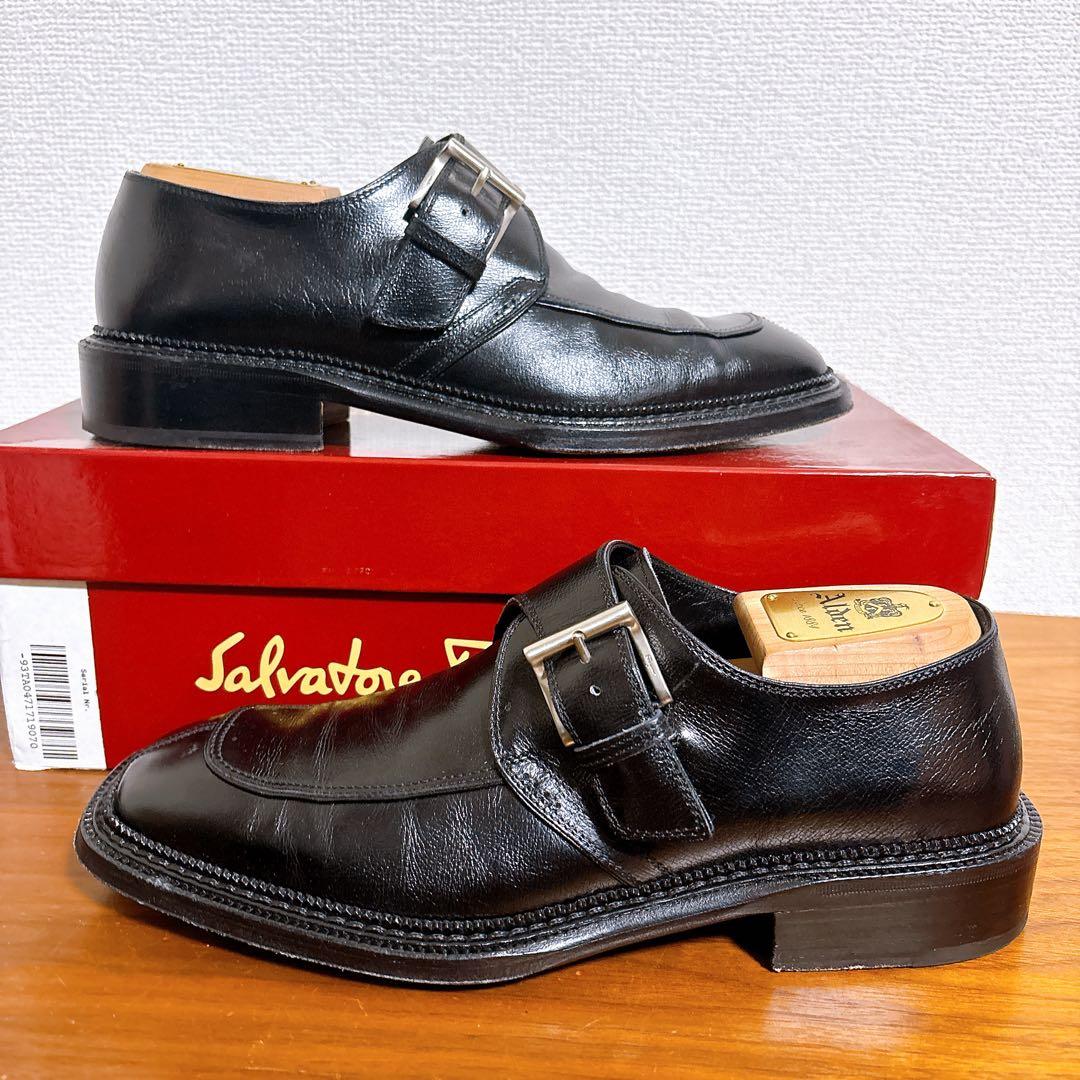 Salvatore Ferragamo SHINE モンクストラップ レザー 黒