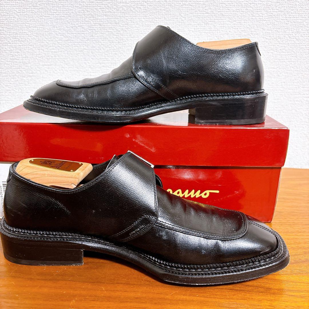 Salvatore Ferragamo SHINE モンクストラップ レザー 黒