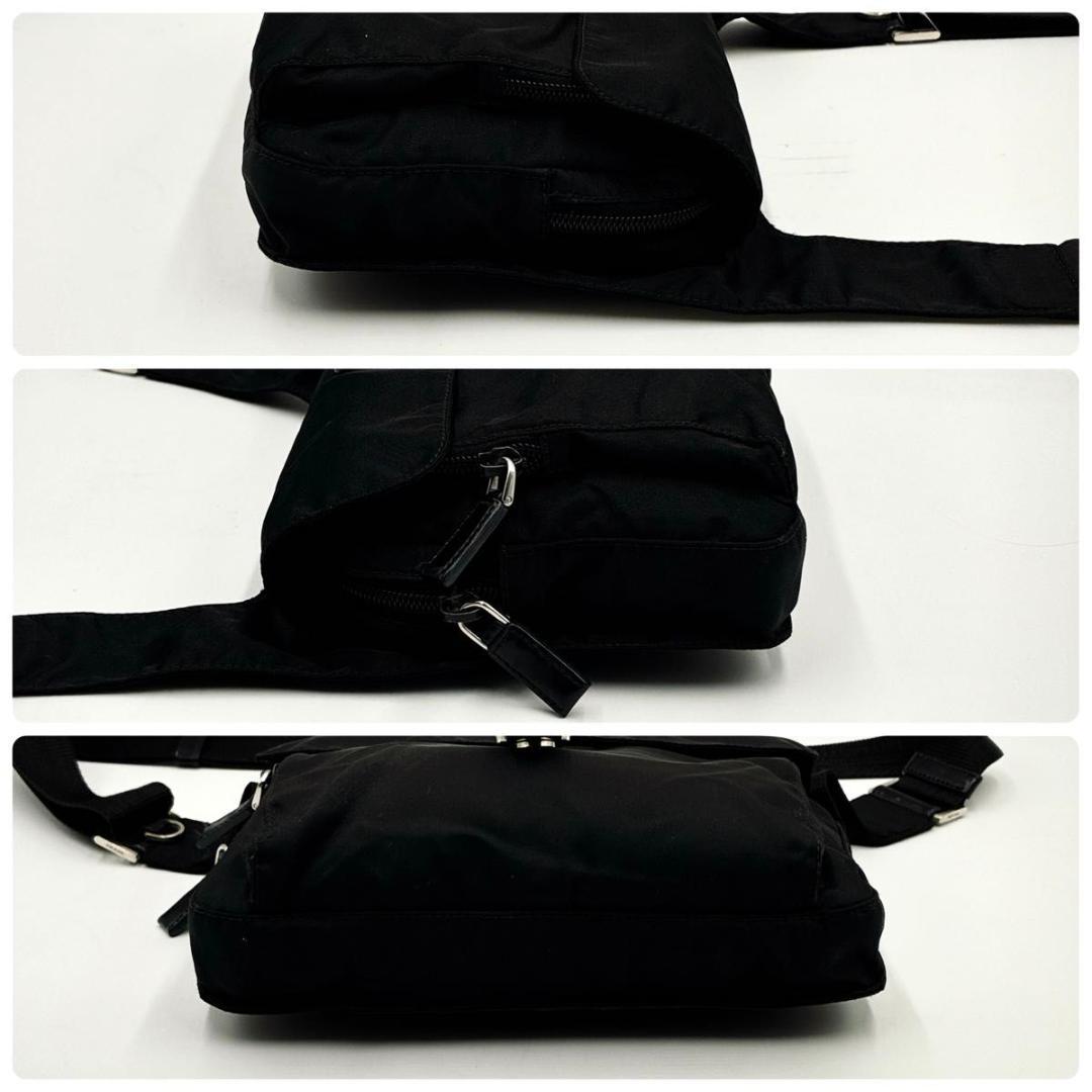 極美品 プラダ ショルダーバッグ 三角ロゴ ナイロン BT0521 白タグ 黒