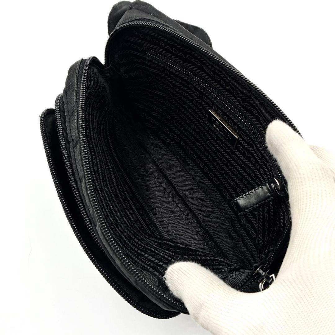 極美品 プラダ ショルダーバッグ 三角ロゴ ナイロン BT0521 白タグ 黒