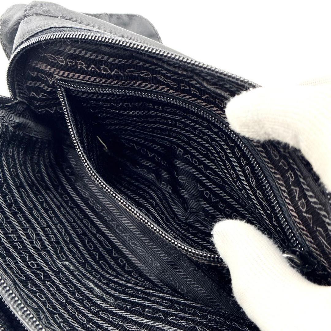 極美品 プラダ ショルダーバッグ 三角ロゴ ナイロン BT0521 白タグ 黒