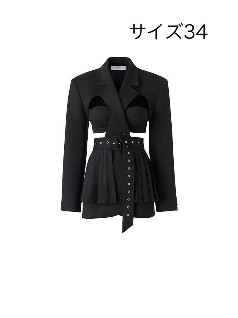 H＆M rokh コラボ商品 ウールブレンドブラ付きカットアウトジャケット 34