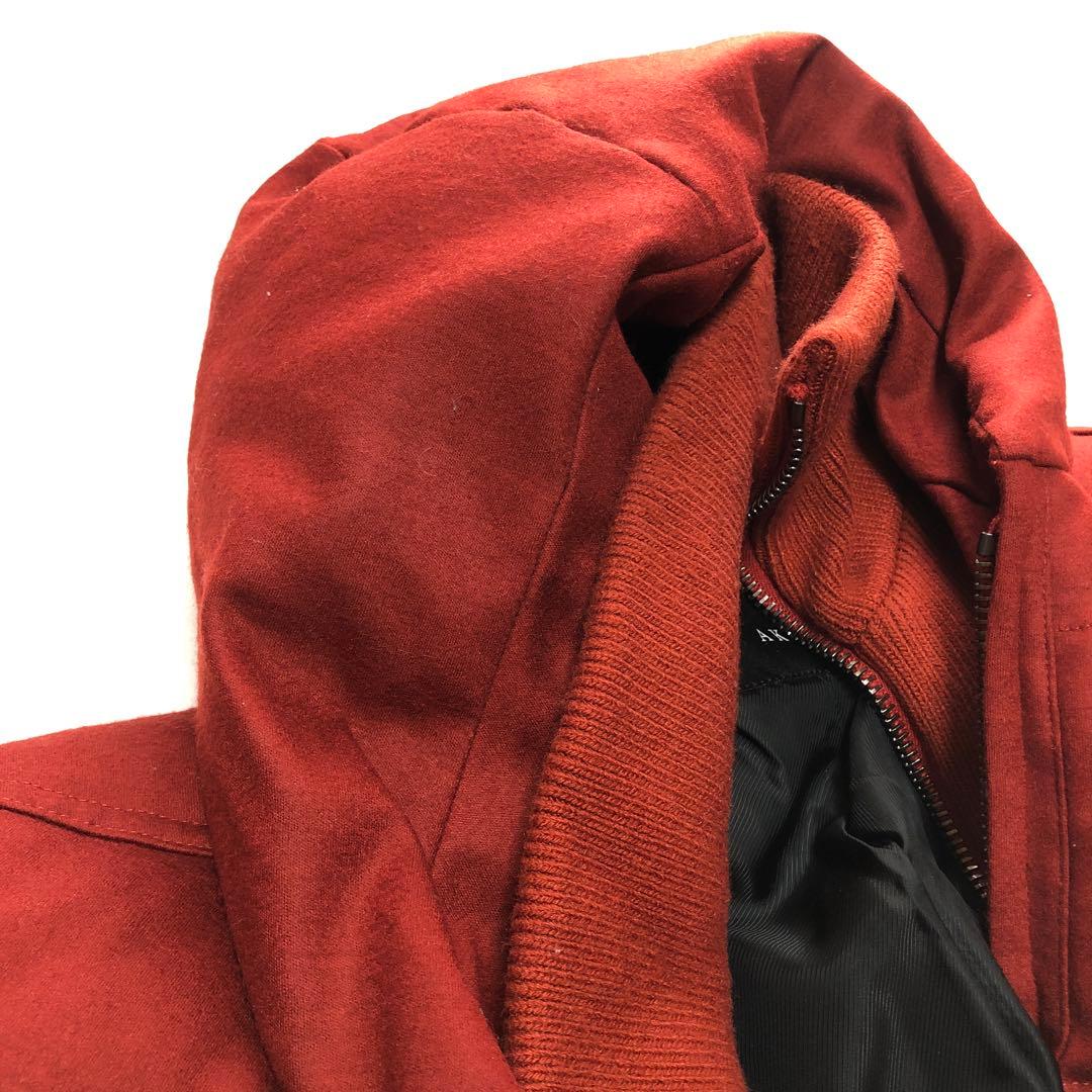 ★訳あり　AKM フード風デザイン　ダウンジャケット　赤