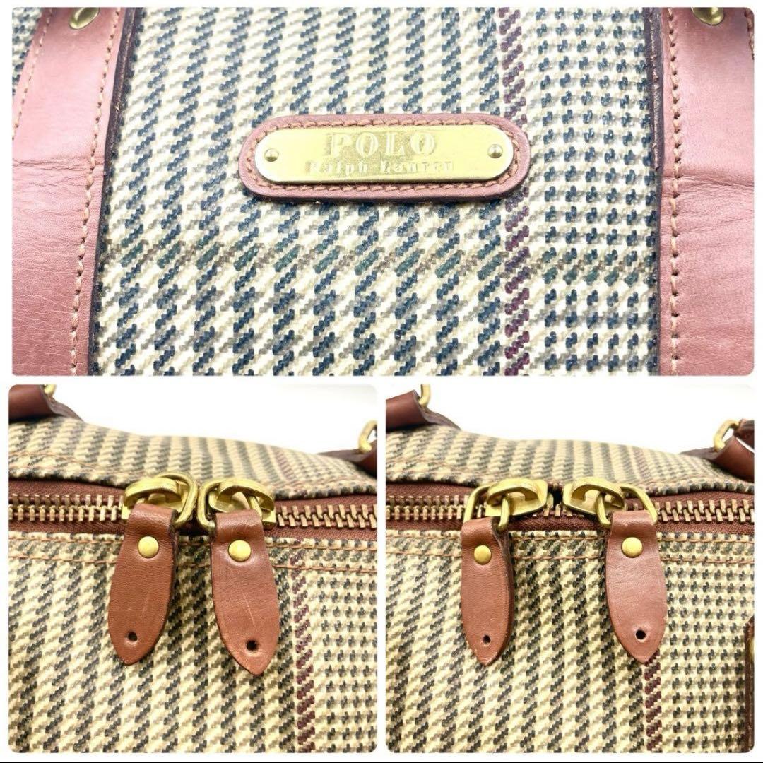 付属品完備 美品 ポロラルフローレン ボストンバッグ 2way 千鳥格子 総柄