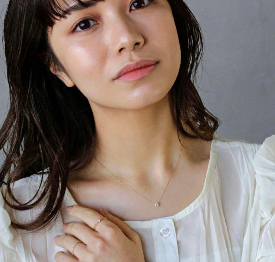 K18 天然ダイヤモンド 0.2ct ミル打ち 一粒ネックレス　PG