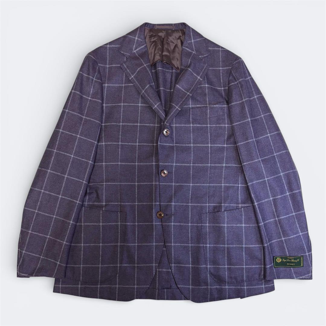 未使用級Brilla /ロロピアーナ シルクカシミヤ ウインドウペーンジャケット