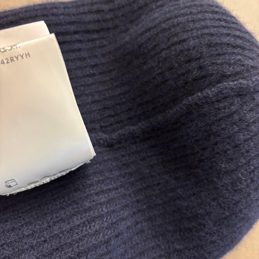 ★極美品★MONCLER ロゴワッペン ニットキャップ ダークネイビー 正規品